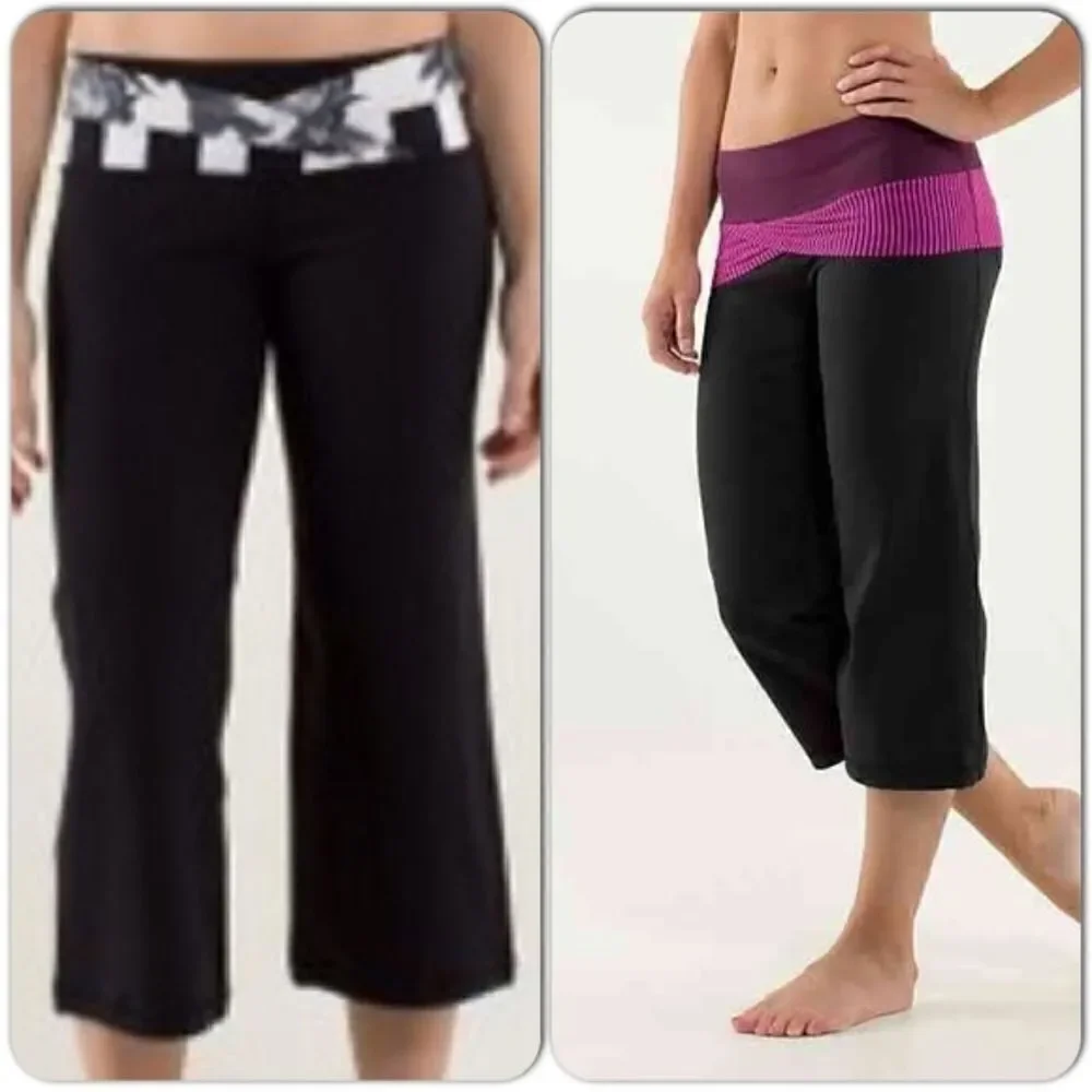 Lululemon Athletica Dharana Black Crops Pink White